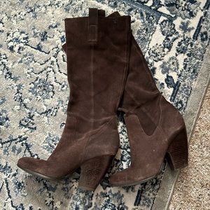 Brown suede boots